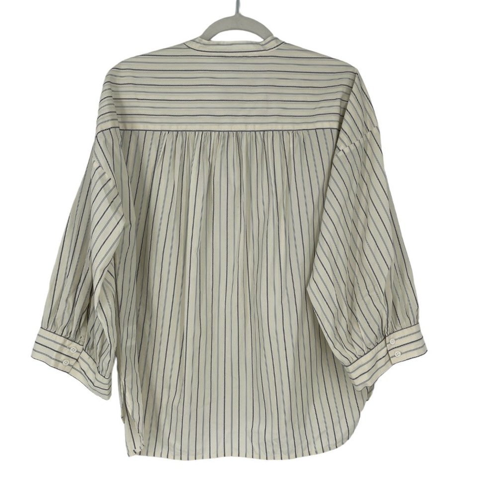 Joie Yoella Striped Button Up Top Blouse Band Collar Puff Balloon Sleeve sz Sm - Picture 3 of 7
